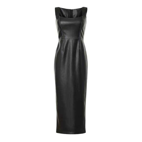 Bibhu Mohapatra x RTR Faux Leather Dress in Black, Size US 14 - Picture 1 of 9